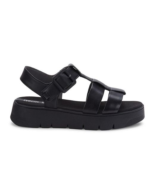Geox Black Dandra Leather Platform Sandals