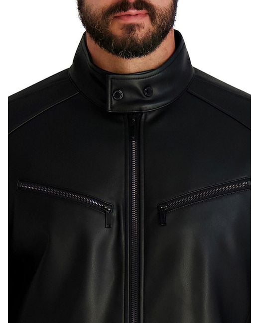 Karl Lagerfeld Black Faux Leather Jacket for men