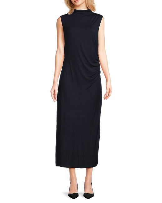 Vince Black Ruched Midi Dress