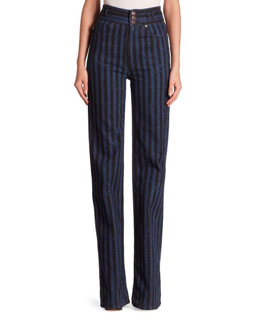 Marc Jacobs Blue Star Striped Wide-leg Trousers