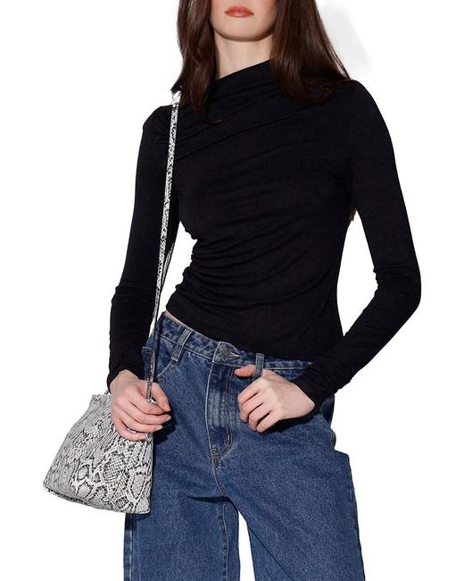 Walter Baker Blue Celia Rib-Knit Shirred Top