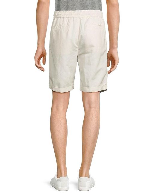 Brunello Cucinelli Natural Linen Blend Flat Front Shorts for men