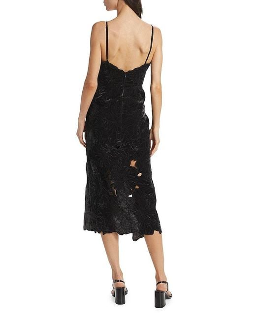 Ramy Brook Black Haven Floral Broderie Plunging Midi Dress