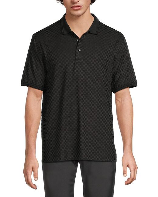 Robert Graham Black Aaron Checkered Classic-Fit Polo Shirt for men