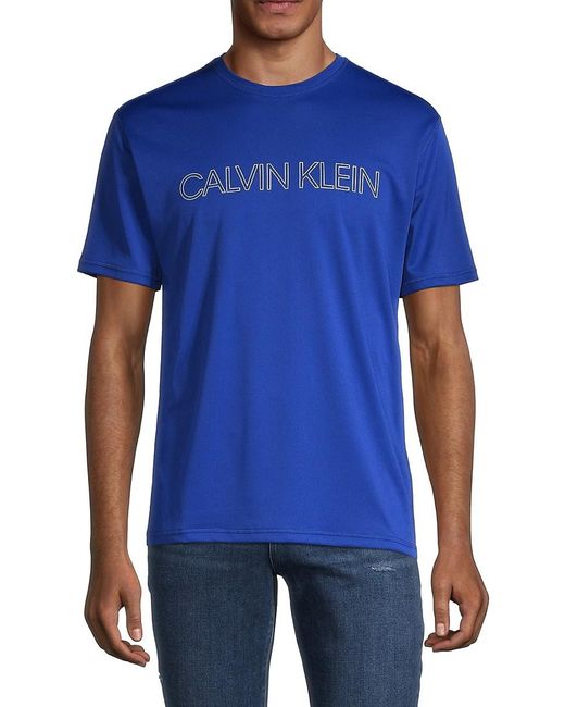 Calvin Klein Cotton Logo Rashguard in Blue for Men - Lyst