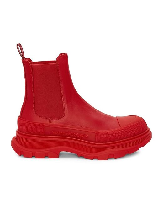 Alexander McQueen Red Tread Slick Chelsea Boots for men
