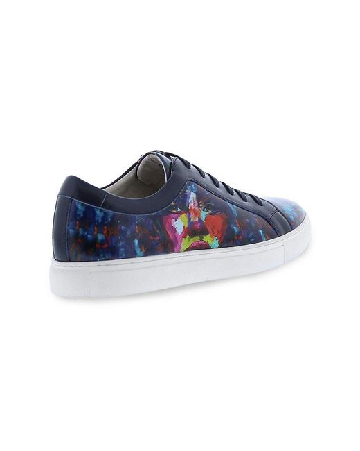Robert Graham Greatwhite Paint Leather Sneakers in Blue for Men Lyst