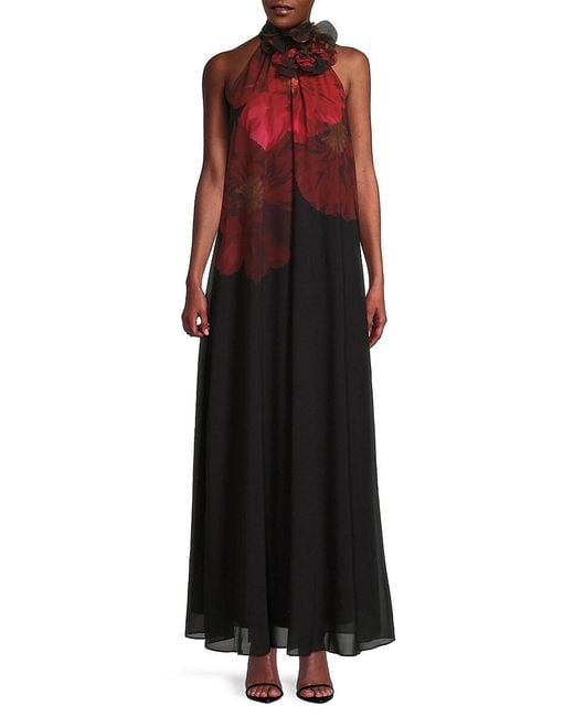 Emanuel Ungaro Multicolor Issey Ombré Floral Halter Dress