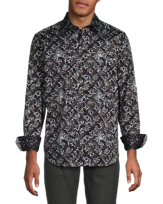 Robert Graham Black 'Lozano Abstract Sport Shirt for men