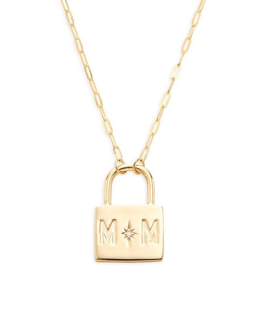 Saks Fifth Avenue Metallic 14k Yellow Gold & 0.01 Tcw Diamond Lock Necklace