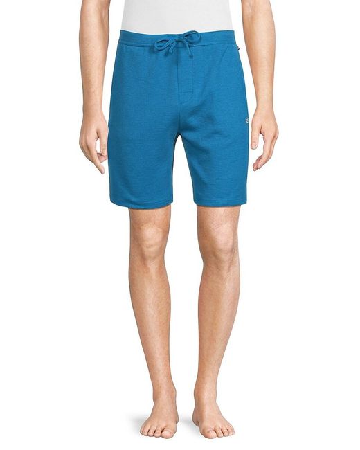 Boss Blue Logo Embroidered Pajama Shorts for men