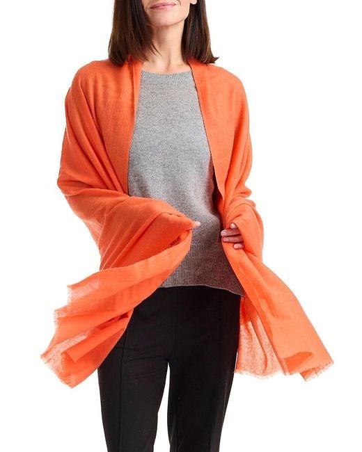 Amicale Orange Lightweight Cashmere Gauze Wrap