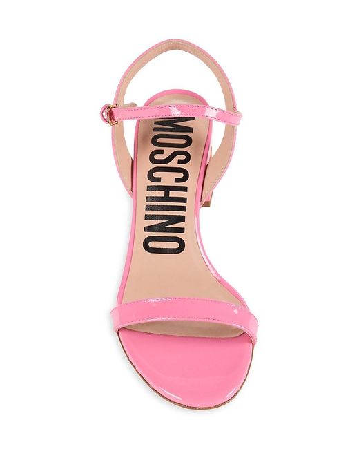 Moschino Pink Logo Patent Leather Sandals