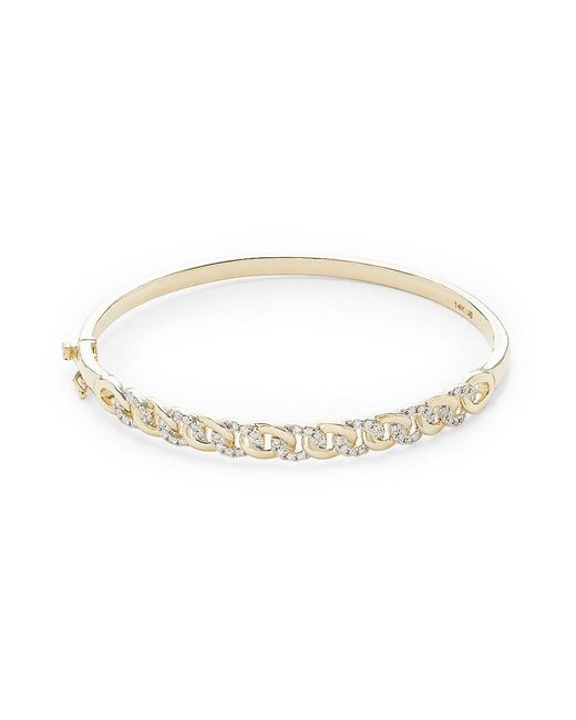 Saks Fifth Avenue White 14k Yellow Gold & 0.5 Tcw Diamond Hinged Bangle Bracelet
