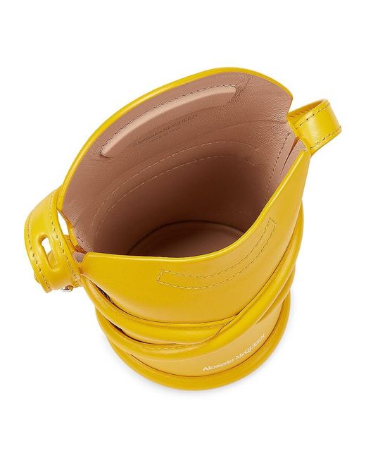 Alexander McQueen Yellow Curve Leather Mini Bucket Bag