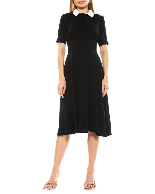 Alexia Admor Contrast-collar Flare Dress in Black | Lyst