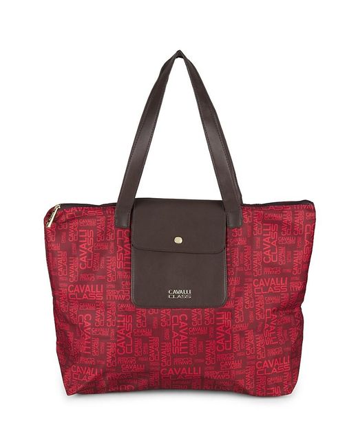 Cavalli Class by Roberto Cavalli Red Extra Large Monogram Tote Bag