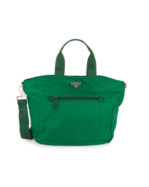 Prada Green Nylon Two-way Tote Bag