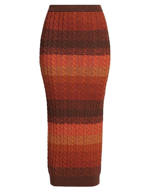 Ronny Kobo Red Dava Cable Knit Wool Maxi Skirt