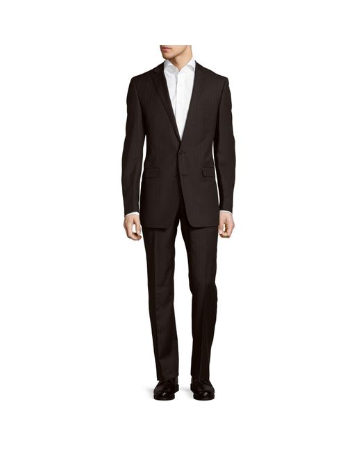 Calvin Klein Black Pinstripe Wool Suit for men
