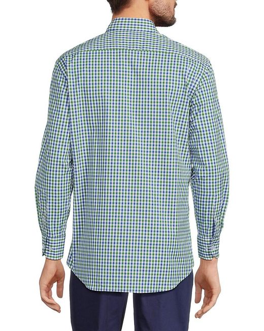 Tailorbyrd Blue Multi Gingham Button Down Shirt for men