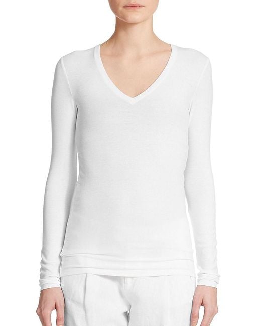 ATM White V-Neck Top
