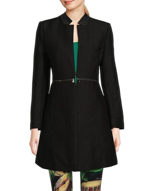 BCBGMAXAZRIA Black Arelia Solid A line Coat