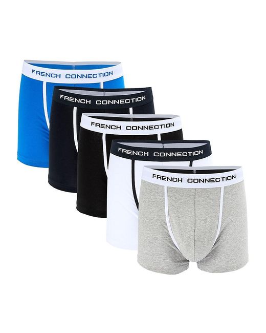 French Connection Blue 5-pack Logo Waist Boxer Briefs for men