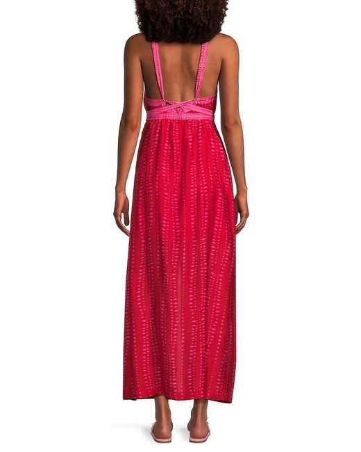 ViX Red Malika Audrey Print Silk Blend Midi Cover Up Dress