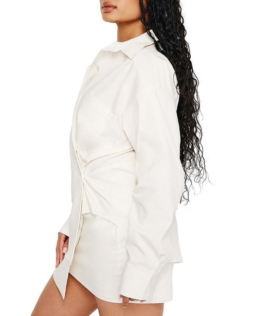 GOOD AMERICAN White Poplin Oversized Shirt