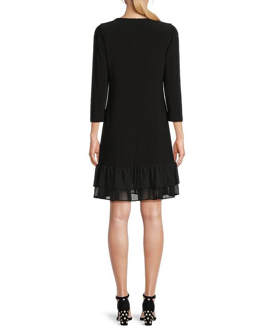 Tommy Hilfiger Black Chiffon-Trim Jersey Shift Dress