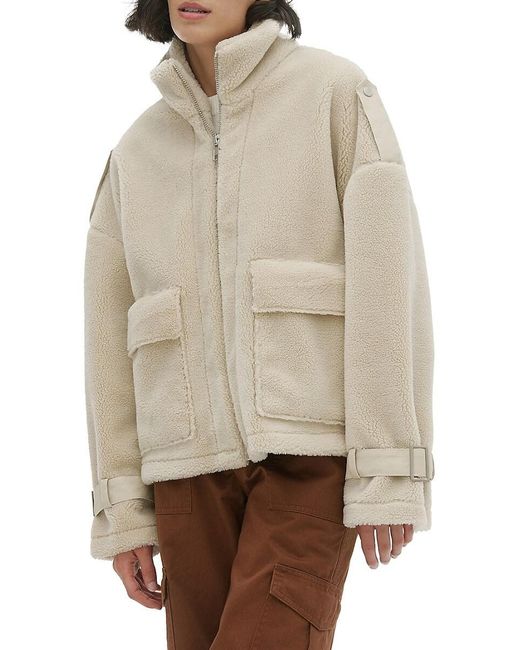 Noize Natural Drop Shoulder Faux Fur Jacket