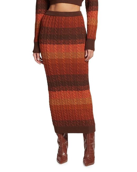 Ronny Kobo Red Dava Cable Knit Wool Maxi Skirt
