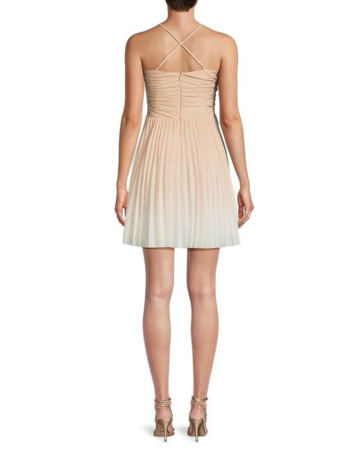French Connection Natural Ombre Pleated A Line Mini Dress