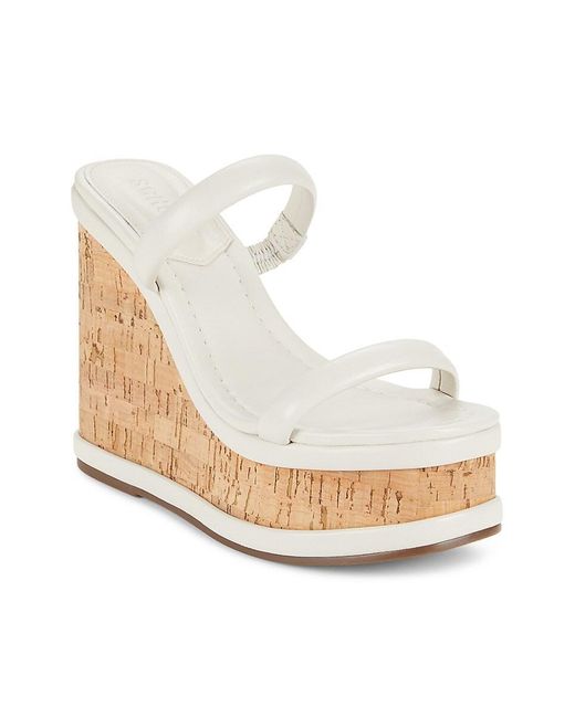 SCHUTZ SHOES White Ully Leather Wedge Sandals