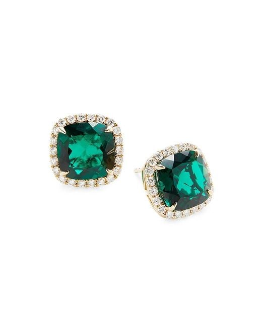 Effy Green Radiant Value 14K, & Lab Grown Diamond Stud Earrings