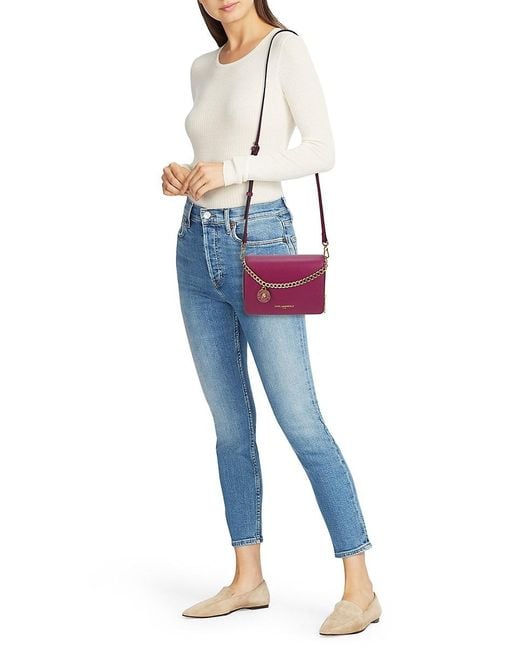 Karl Lagerfeld Purple Lourdes Leather Crossbody Bag