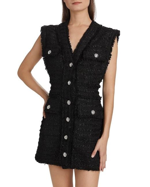 Nicholas the Label Black Sylvia Fringed Tweed Minidress