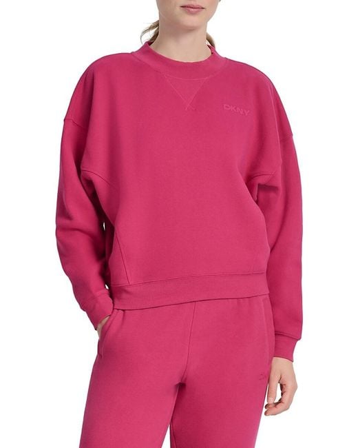 DKNY Red Drop Shoulder Cotton-Blend Sweatshirt