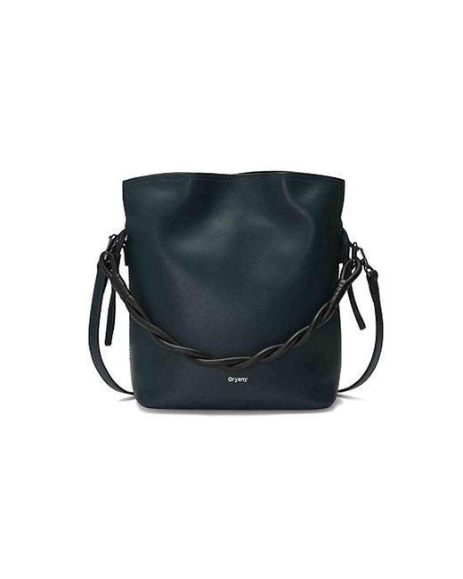 orYANY Brown Madeleine Twist Handle Leather Bucket Bag