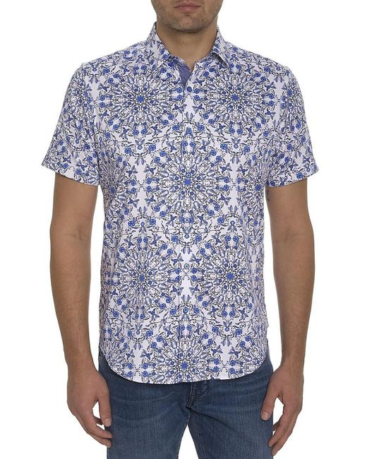 Robert Graham Blue Andaz Classic Fit Print Shirt for men