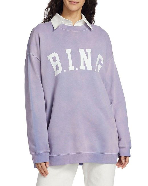 Anine Bing Purple Tyler Washed Logo Sweatshirt