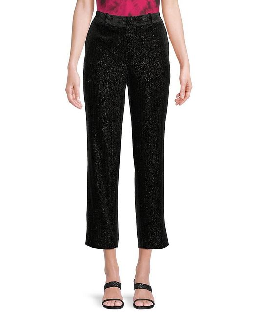 Halston Heritage Black Metallic Slim Cropped Pants