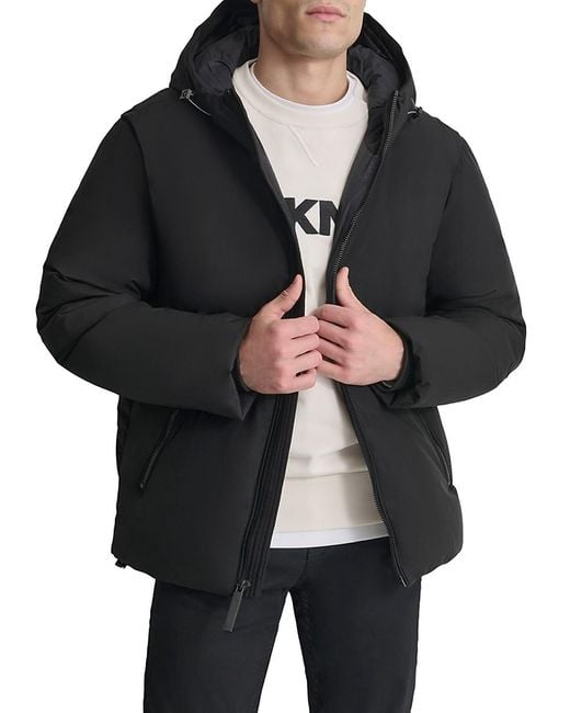 DKNY Black Hooded Regular-Fit Jacket for men