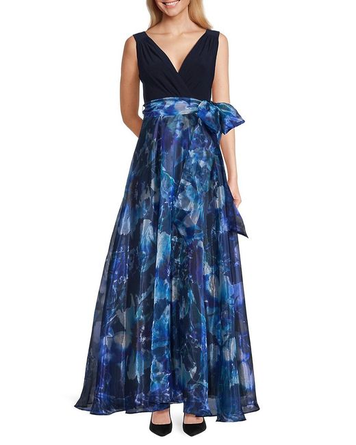 Eliza J Floral Pleated Maxi Dress in Blue | Lyst