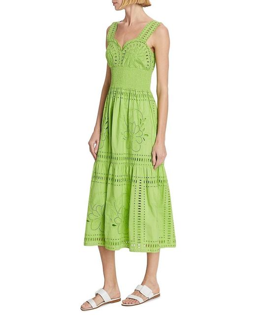 Rails Green Fawn Eyelet Sweetheart Midi-Dress