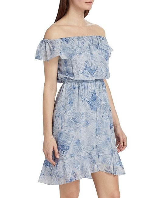 L'Agence Blue 'Agence Leonie Denim-Inspired Silk Minidress
