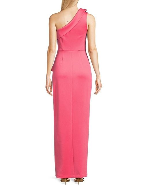 Eliza J Pink Draped One Shoulder Column Gown