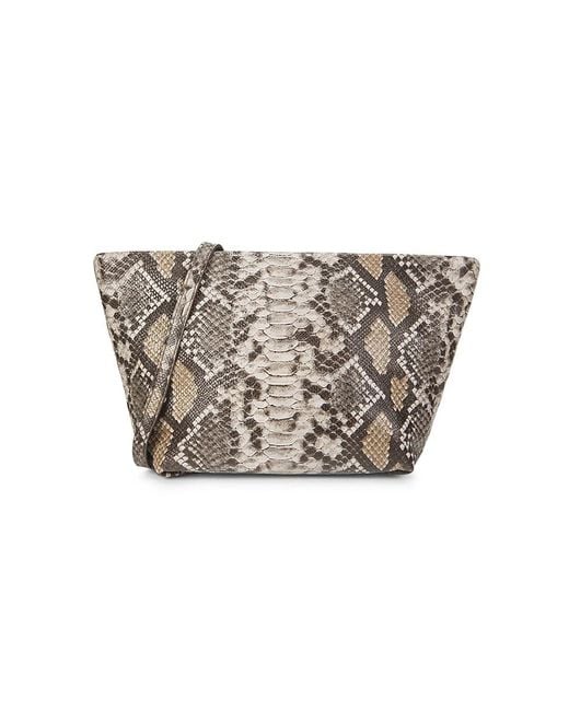 Walter Baker Gray Callie Snakeskin Print Leather Shoulder Bag