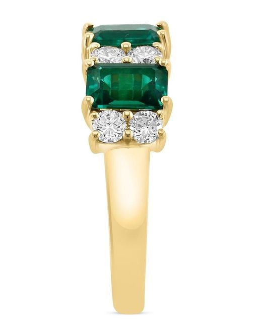 Effy Green 14K Lab-Grown Emerald & 0.51 Tcw Lab-Grown Diamond Ring